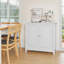 Armoire de rangement blanche Mid-Century moderne à deux portes: équipée de boutons argentés, combinant une fonction d'organisation polyvalente avec une esthétique élégante