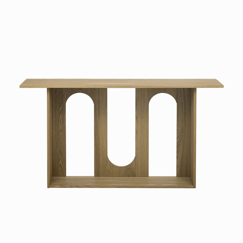 Modern And Curved Design Ash Veneer Console Table With Shelf,Suitable For Entryway,Hallway Living Room,Foyer,Corridor