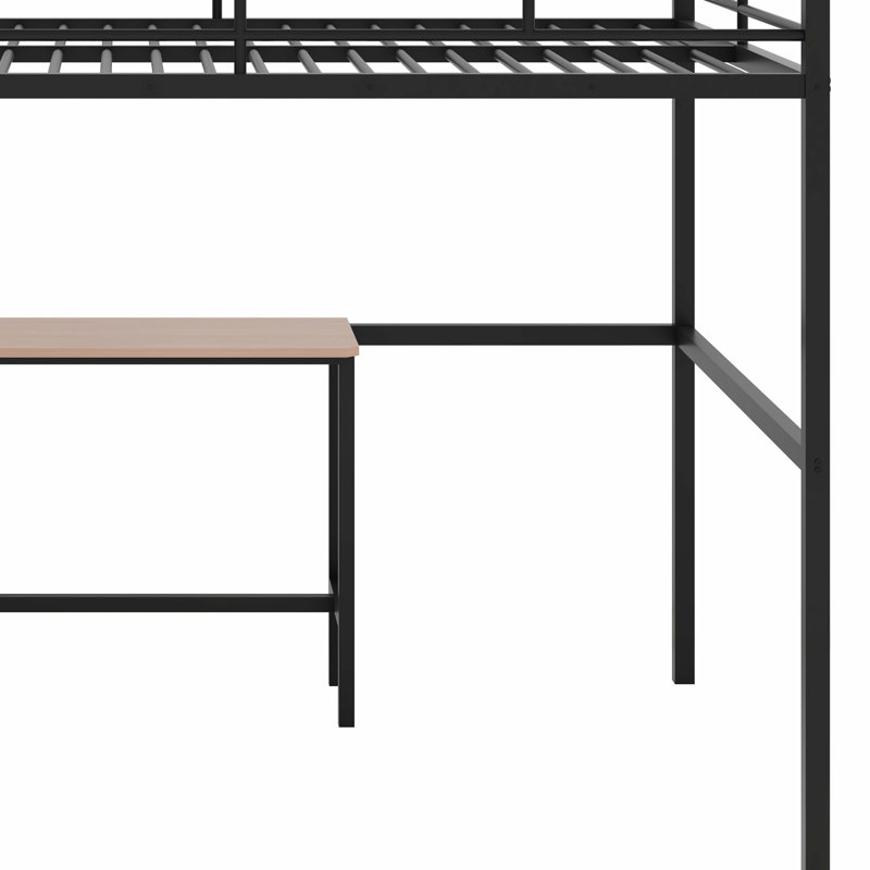 Lit mezzanine en métal avec bureau, Noir