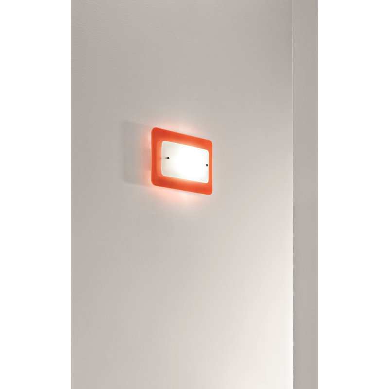 Pop-Up Glass Flush Mounted Sconce, 20 cm H x 30 cm W x 8 cm D, Orange and white