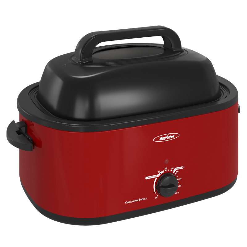 Sunvivi Electric Roaster Oven with Removable Pan, Red, 20 quarts
