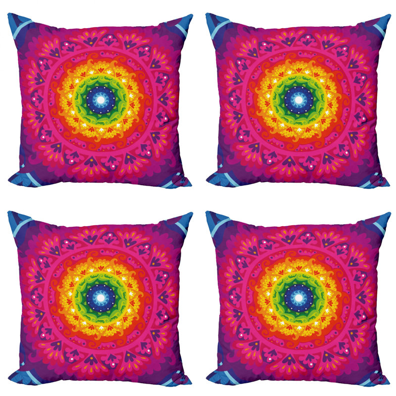 Multicolore, ensemble de 4 coussins décoratifs Ambesonne, 18" x 18"