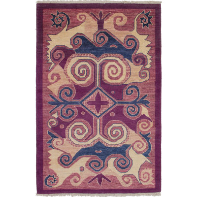 Quamisha One-of-a-Kind 5'1" X 7'8" New Age Wool Area Rug in Dark Magenta