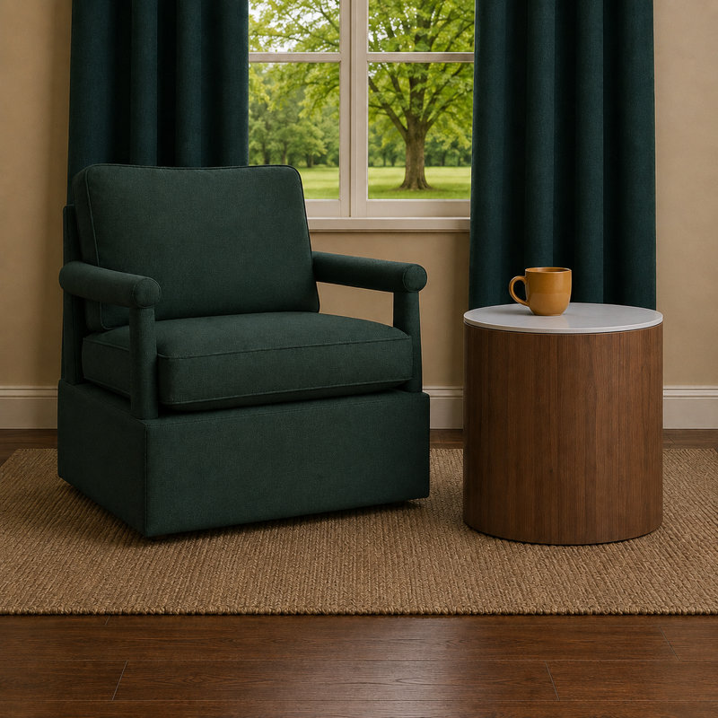 Abra 18 3/4" Walnut Side Table with Luna Top