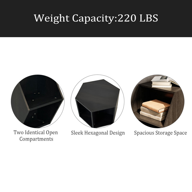 Table d'appoint hexagonale 23,62 po, Noir