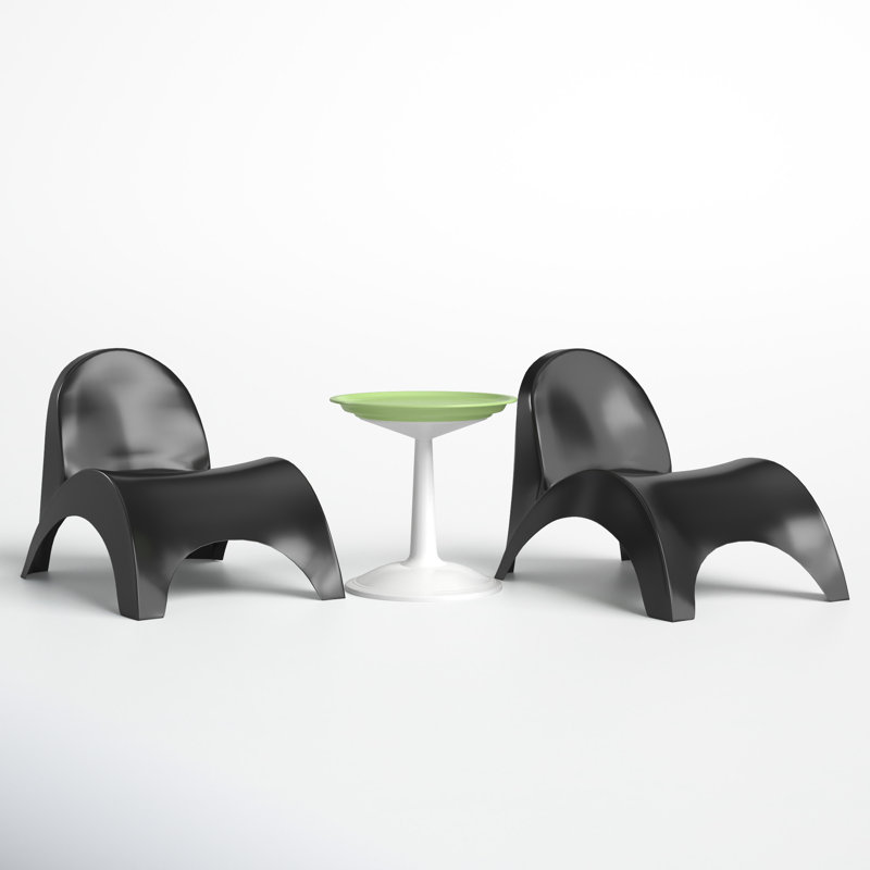 Ameswood Outdoor Chaise Lounge Set with Table, Black/Green