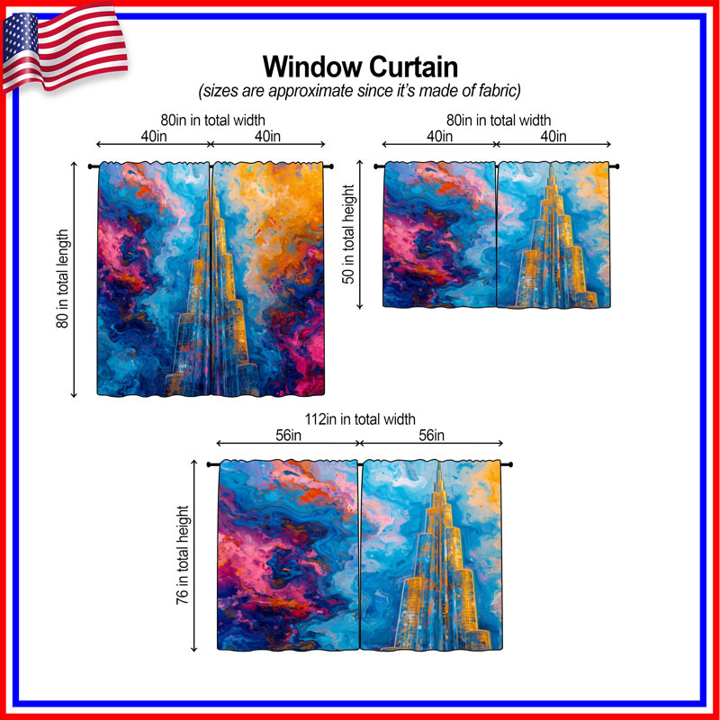 Tall Skyscraper, Sheer, 40in x 82in - 2 panels