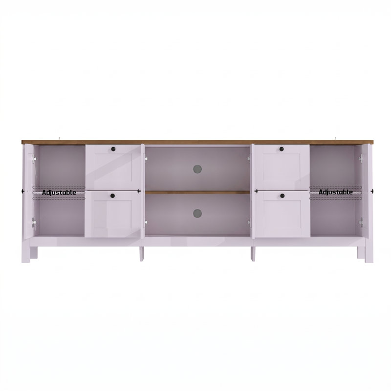 Armoire à chaussures horizontale 90,6 po avec 4 tiroirs et portes en verre