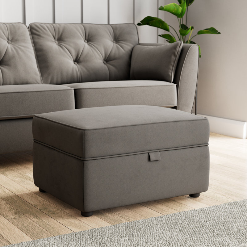 Birjesh 63cm Wide Rectangle Solid Colour Footstool Ottoman with Storage, Asphalt