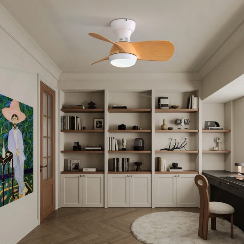 Ventilateur de plafond 23 po avec lumières DEL Kyleon, Noir, Noir
