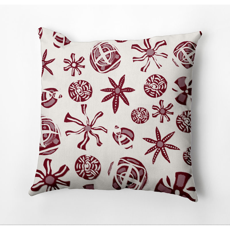 Geometric Outdoor Reversible Throw Pillow, 20" x 20", Maroon