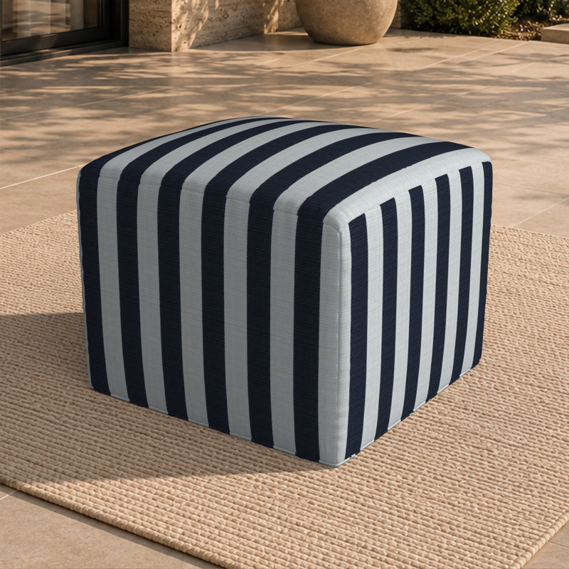 Repose-pieds rembourré Praia Sunbrella, Sunbrella® rayé à brume expressive, H 18 po x l 22 po x P 22 po