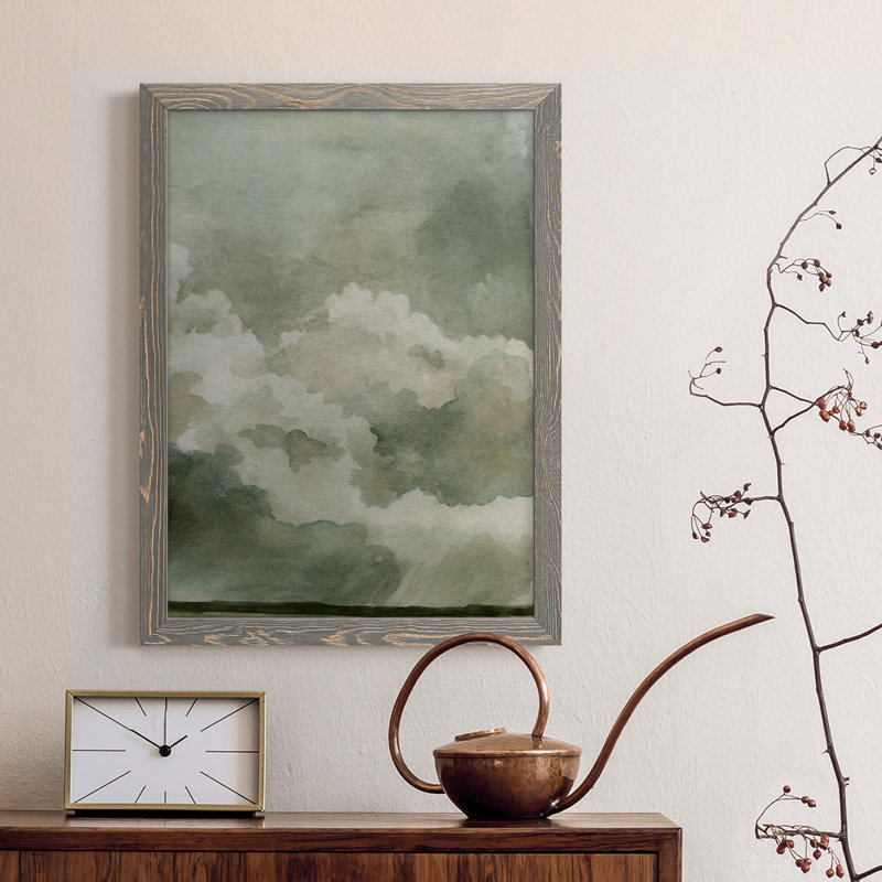 «Coming Rain II», peinture sur toile encadrée, Gris, H 20 po x l 17 po x P 1 po