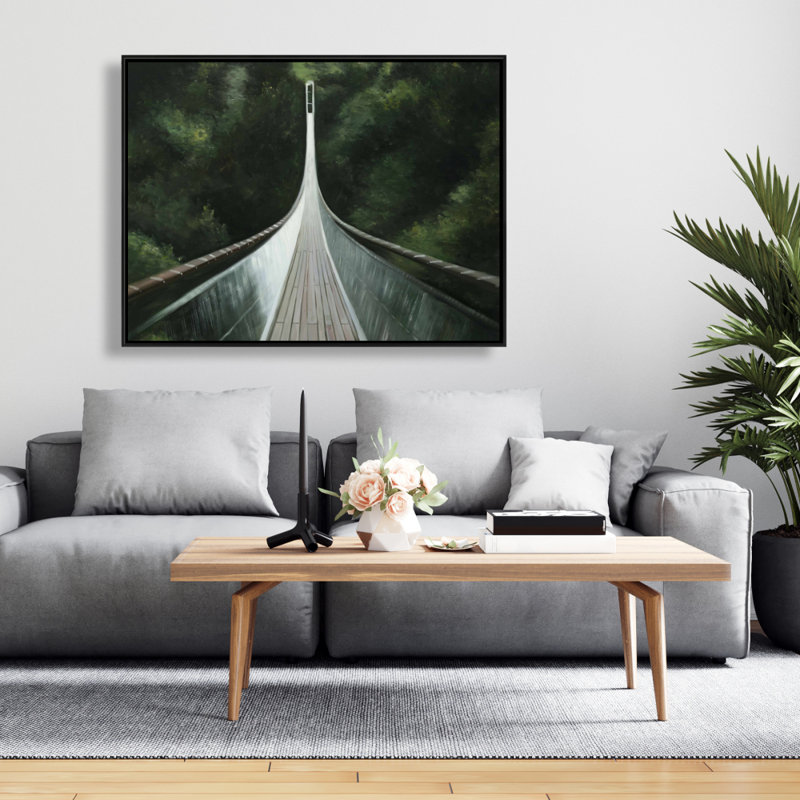 Steep Bridge - Toile verte encadrée pour la décoration intérieure
