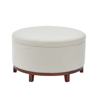 Lennox Modern Round Storage Ottoman With Wooden Legs And Hidden Storage by NFusion