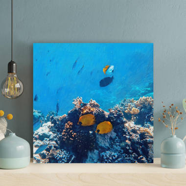 School of Gray and Yellow Fish - Wrapped Canvas Painting Rosecliff Heights Size: 32 H x 32 W