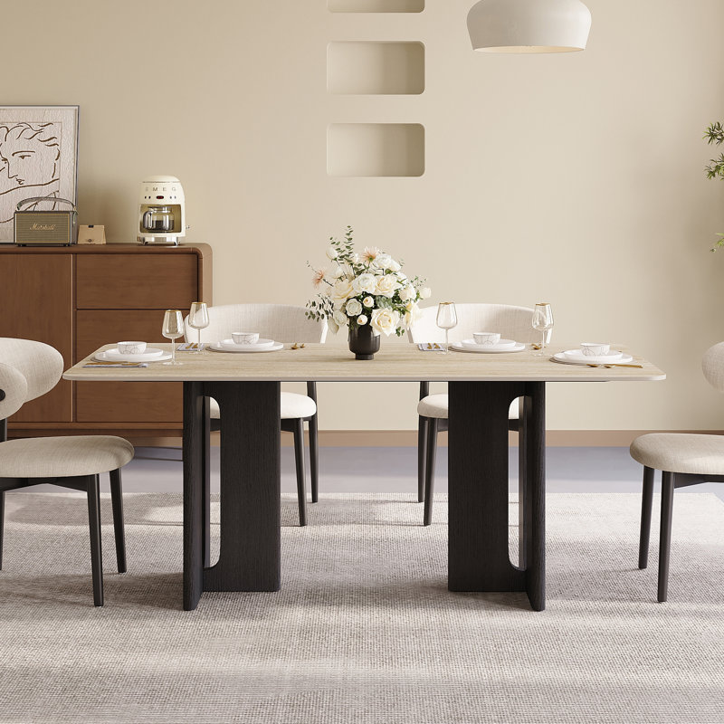 Table de salle à manger 63 po 63 po, Beige, 29.5'' H X 63'' W X 31.5'' D, Black