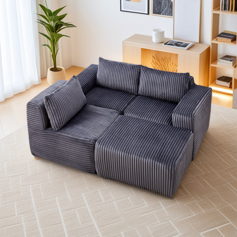 Canapé en L 100,8 po, Gris foncé