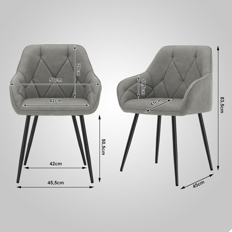 Rigney Upholstered Metal Side Chair, 1, Dark Grey