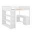 Lit mezzanine double avec tablettes et bureau