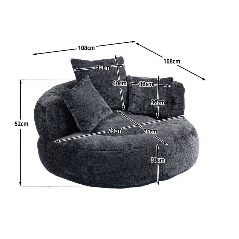 Chenille Bean Bag Chair, Black