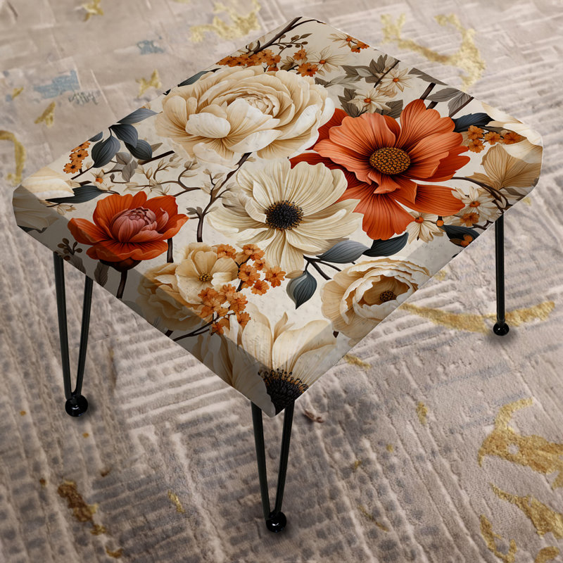 Vintage Brown Rustic Floral Radiance - Floral Rectangle Ottoman