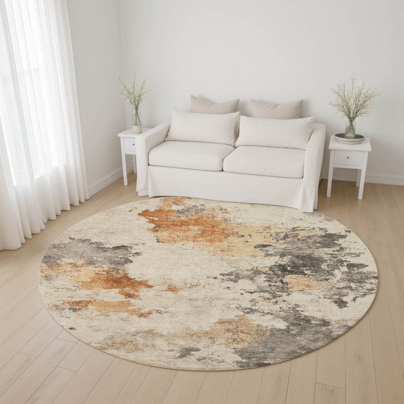 Premium Machine Washable Dockside AMF1803 Modern Rug, Round 8'