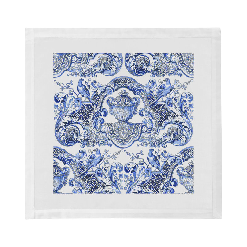 Royal Delft William and Mary Cotton Sateen Dinner Napkins, Blue