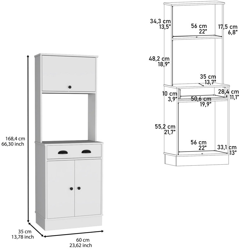 Élégant garde-manger blanc avec 2 armoires - maximiser l'efficacité du rangement et les options optimales, Blanc