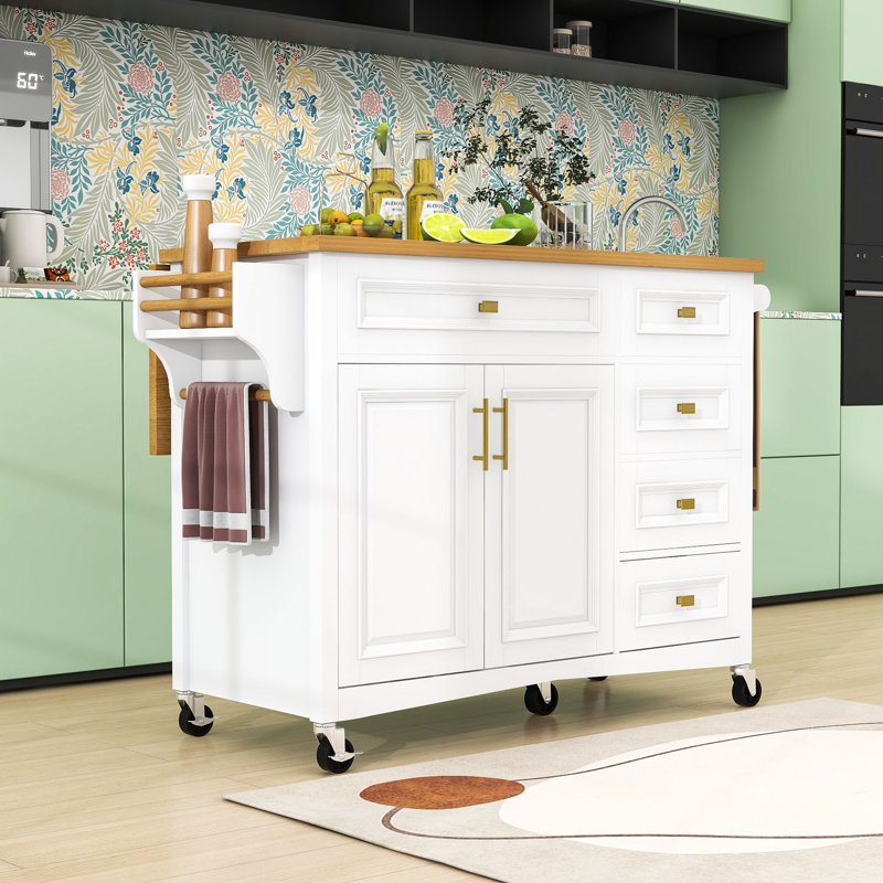 Euleta 52.5 " W Kitchen Cart, White