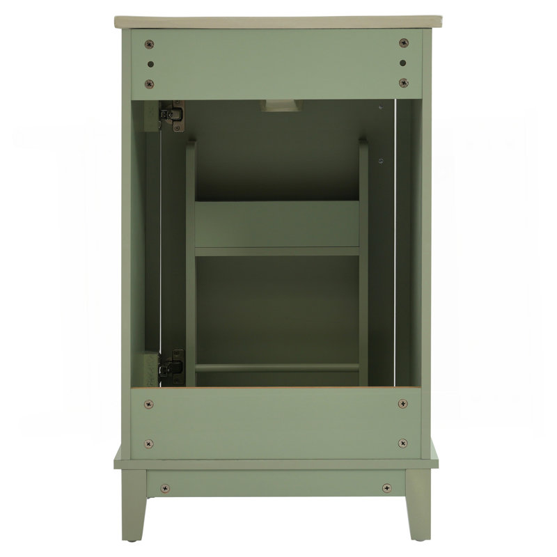 Petit meuble-lavabo moderne de 20 pouces avec lavabo en céramique - 20 * 14,5 * 33,3 pouces, rangement spacieux, 1 porte à fermeture douce