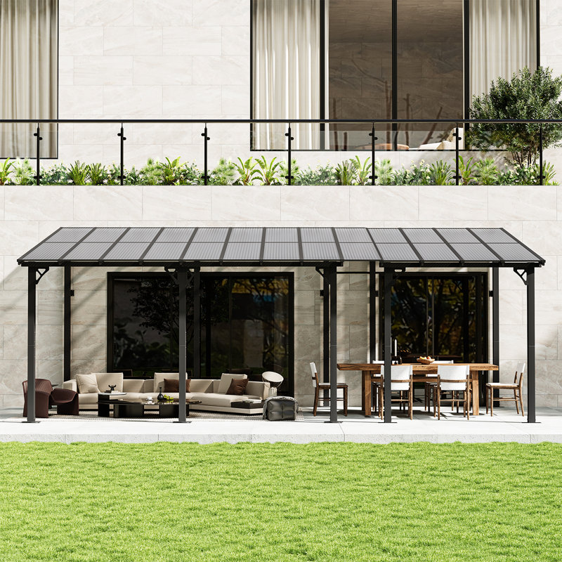 26 pi L 10 pi. D Pergola en polycarbonate, abri de jardin extérieur toutes saisons pour la cour, la terrasse et le jardin