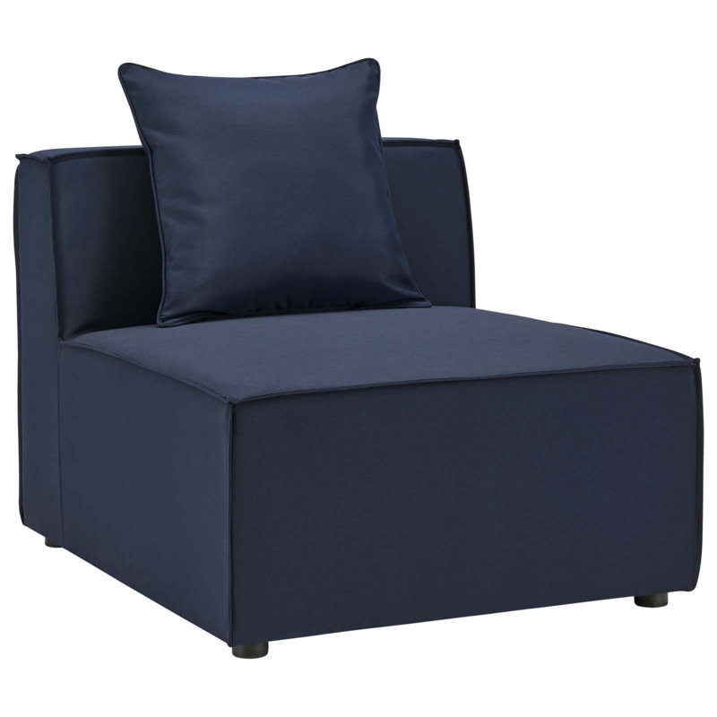 Saybrook Outdoor Patio Upholstered Sectional Sofa Armless Chair, Navy Sunbrella®