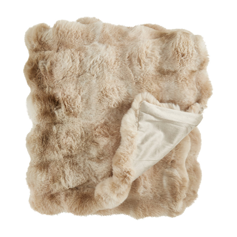 Jeté en fausse fourrure douce, Beige
