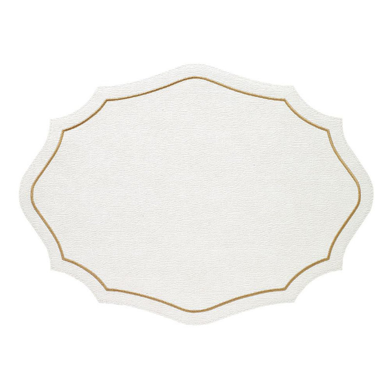 Byzantine Vinyl Embroidered Novelty Placemat, White/Gold
