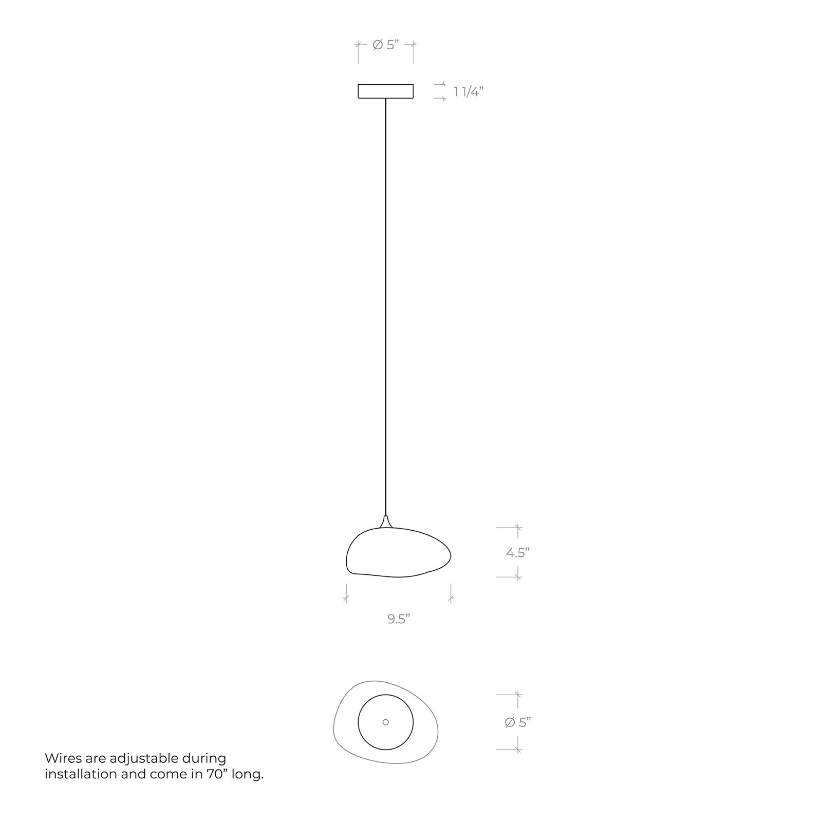 Kloud 1 - Light Single Globe Pendant, White, Light Amber, 4.5" H x 9.5" W x 7.5" D