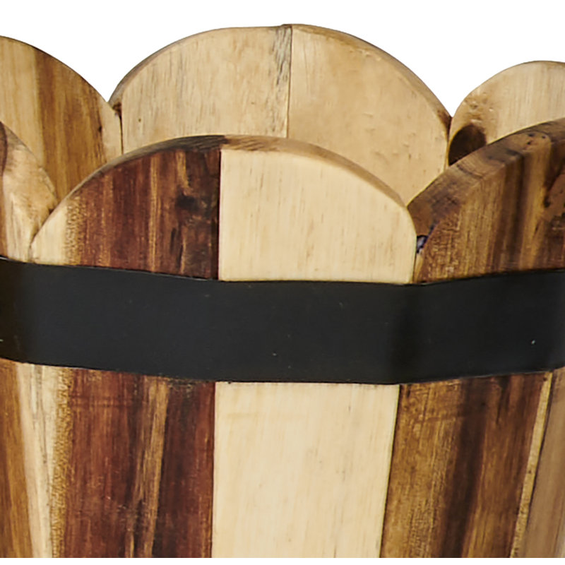 Padminie Wood Barrel Planter, 7'' H x 7.5'' W x 7.5'' D, Brown