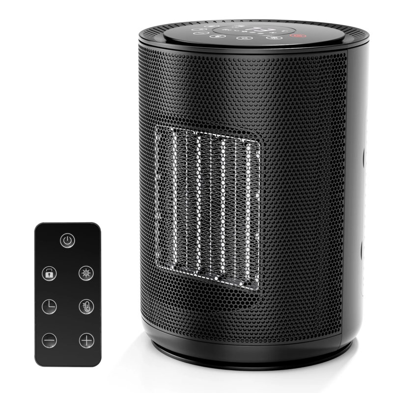 1500W Portable Electric Space Heater - Thermostat & Remote Control, 24H Timer, 3 Heat Modes, Overheat/Tip-Over Protection For Safe, Quiet Indoor Comfort