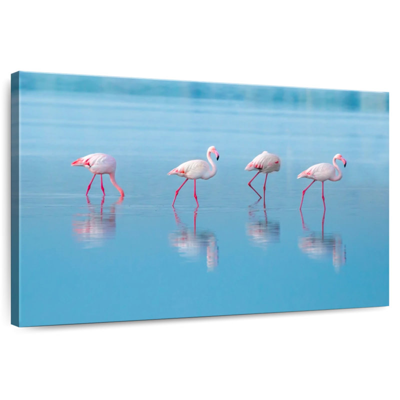 Brampt Blue Lake Pink Flamingos, 34" H x 51" W