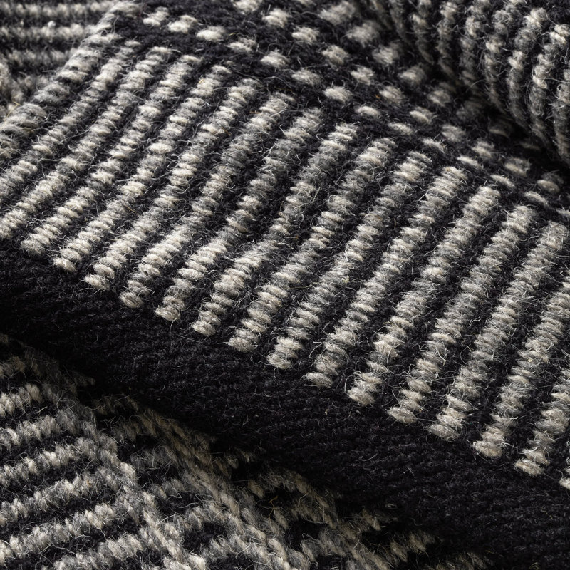 Malta Handwoven Wool Rug, Rectangle 3' x 5', Black