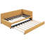 Lit de jour rembourré de conception classique avec lit gigogne, taille simple, tissu en lin de couleur jaune, sans sommier-13266576