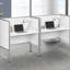 Armoire de bureau moderne de 48 pouces avec bureau de qualité commerciale, stratifié blanc et structure en métal argenté pour les espaces de travail contemporains