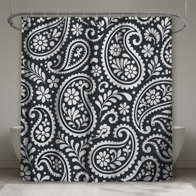 Black White Paisley Shower Curtains Extra Long