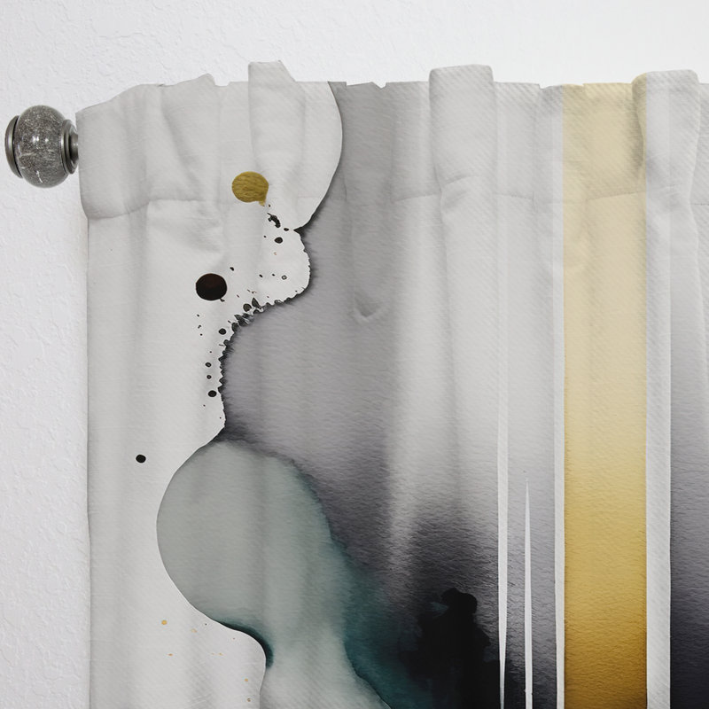 Redick - Abstract Transitional Shapes Black II - Shapes Curtain - Velvet Room Darkening - 1 panel, 52" W x 120" L