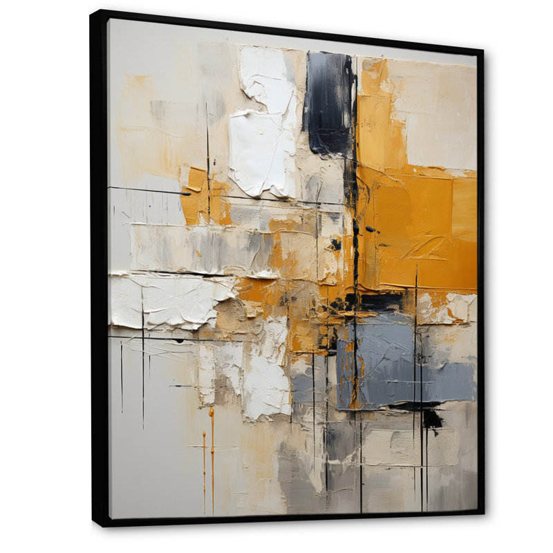 Abstract Assemblage IV - Abstract Collages, impression d'art mural, H 32 po x l 16 po x P 1 po, Cadre flottant noir
