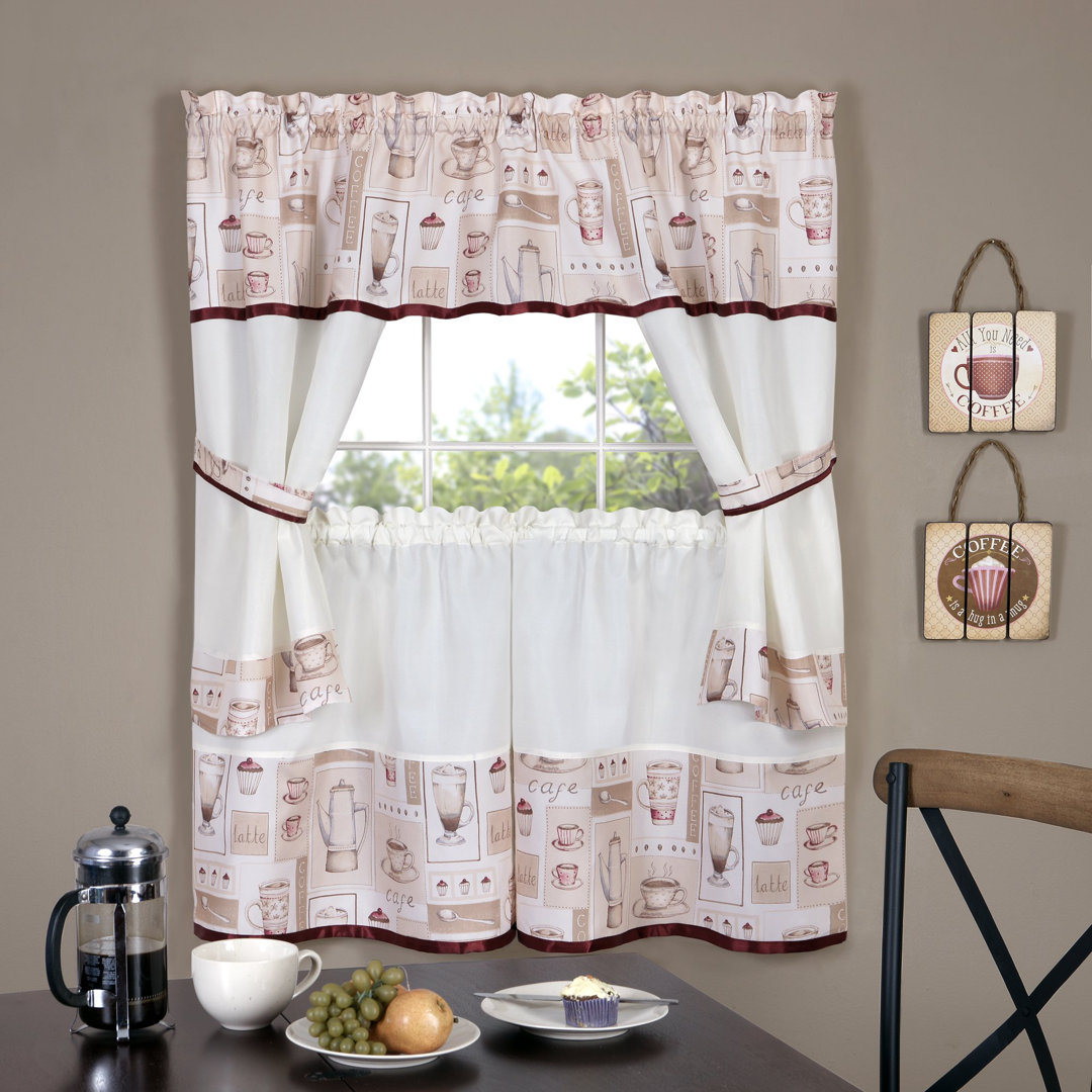 DePierro Cappuccino Embellished Cottage Kitchen Curtain Winston Porter 
