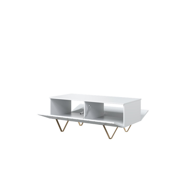 Bansilal Four Leg Coffee Table with Storage, White/Gold