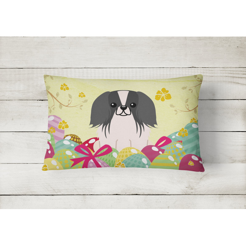 Coussin pékinois de pâques œufs, Noir / blanc