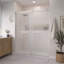 Porte de douche coulissante double sans cadre Catalyst en nickel brossé avec verre dépoli acide 3/8 po de l 56 po x H 76 po Catalyst-114374222
