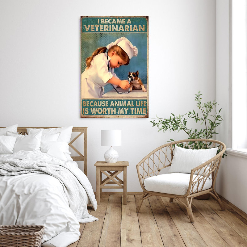 «I Became Aeter Veterinarian», impression sur toile, H 20 po x l 16 po x P 1,25 po
